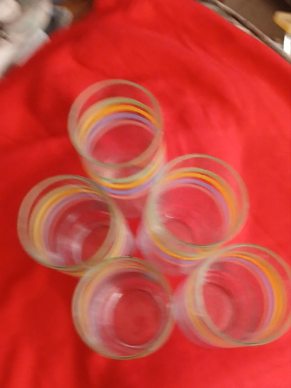Color Stripe Vintange Glass Tumbler Set Of 5- Multicolor